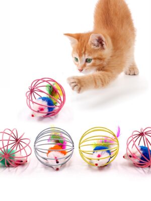 1pc Cat Toy Stick Feather Wand With Bell Mouse Cage Toys Plastic Artificial Colorful Cat Teaser Toy Pet Supplies Random Color