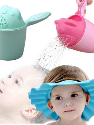 Cartoon Baby Bath Caps Baby Shampoo Cup Children Bathing Bailer Baby Shower Spoons Child Washing Hair Cup Kids bath tool