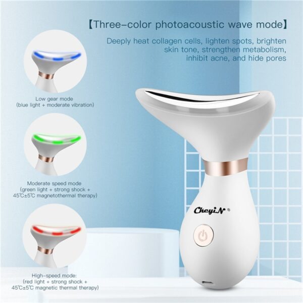 CkeyiN V Shaped Facial Lifting Device Slimming Face Tightening Machine Red Light Therapy Neck EMS Massager Removal Double Chin