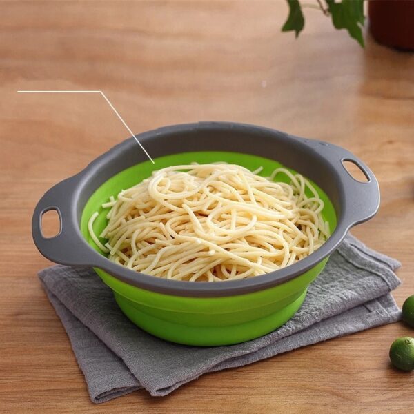 Factory Direct Sales Silicone Foldable Vegetable Basket Kitchen Drain Basket Plastic Vegetable Washing Basin round Creative Vege