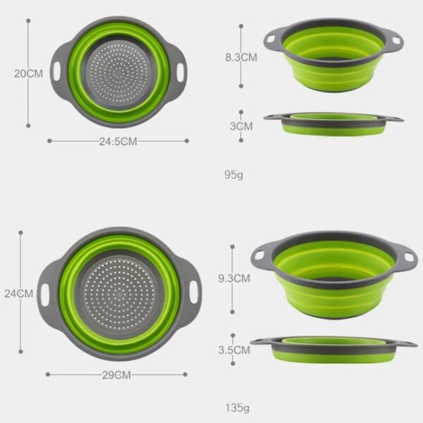 Factory Direct Sales Silicone Foldable Vegetable Basket Kitchen Drain Basket Plastic Vegetable Washing Basin round Creative Vege