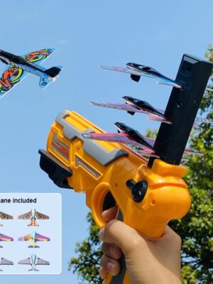 HOT！Airplane Launcher Bubble Catapult With 6 Small Plane Toy Funny Airplane Toys for Kids plane Catapult Gun Shooting Game Gift