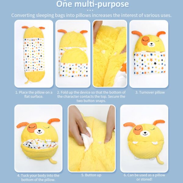 Happy Nappers Kids Cartoon Sleepsacks Children's Sleeping Bag Plush Doll Pillow Boys Girls Baby Animal Sleep Sack For Birthday