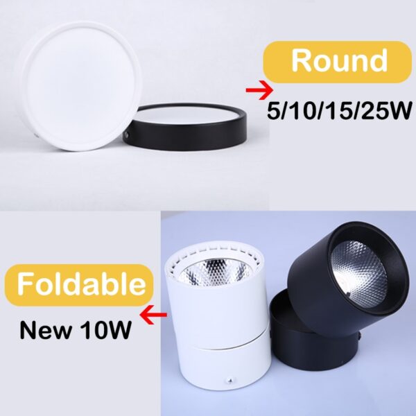 Led Downlight 220V Spot Lamp 10/15/25W Down lights Led Ceiling Lamp Surface Mounted Spot Lighting Fixture for Home Kitchen Store