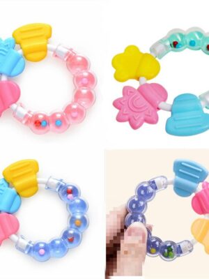 New Cartoon Baby Baby Teether Educational Toys Bite Baby Rattle Round Teether Toys Bed Silica gel Hand Bell Baby Toy