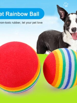 Rainbow Ball Cat Toy Ball Interactive Cat Toys Play Chewing Rattle Scratch Toys For Cats Natural Foam Ball Training Pet Supplies