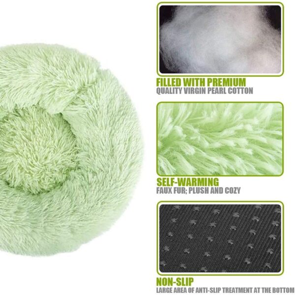 Round donut dog and cat bed long hair cuddle removable machine washable pet pillow bed for small pets