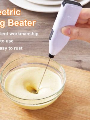White Electric Egg Beater Milk Frother For Coffee Household Kitchen Mini Stainless Steel Coffee Milk Tea Blender
